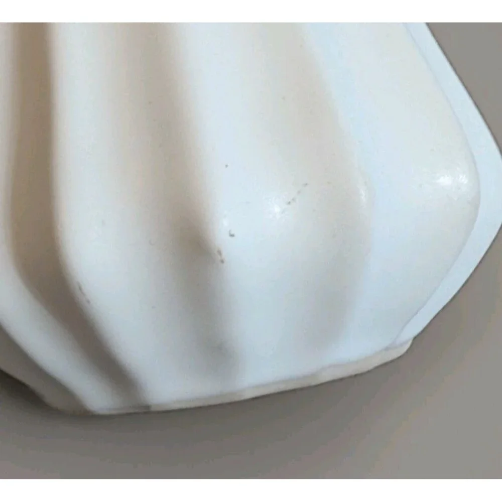 Rare Vintage Jonathan Adler Potter Studio White Fluted Vase Square A Stamp MCM